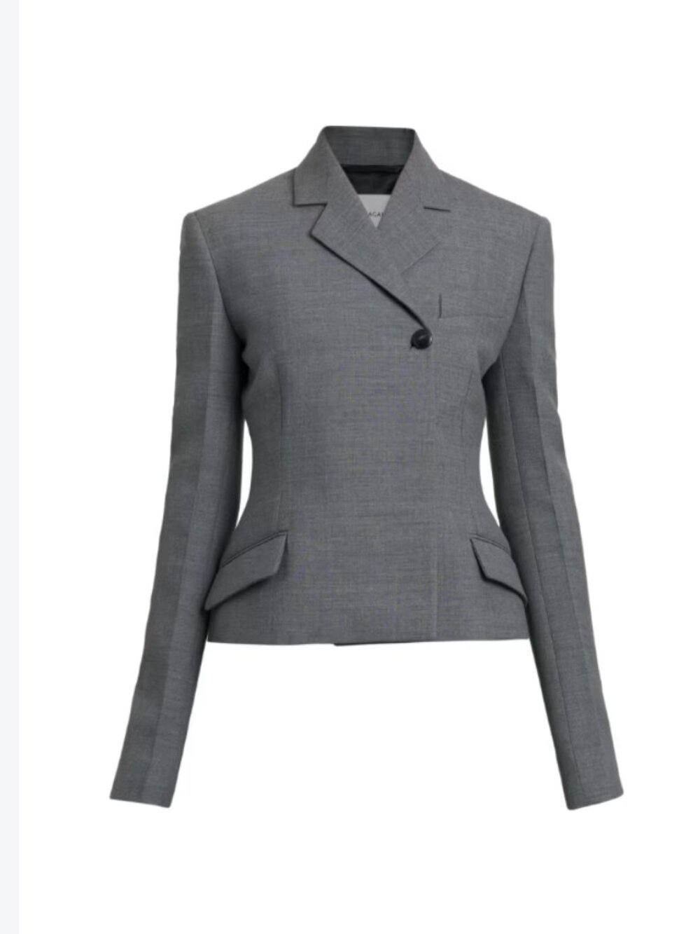 Salvatore Ferragamo Double Breasted Wool Asymmetrical Blazer in Vintage Grey 38